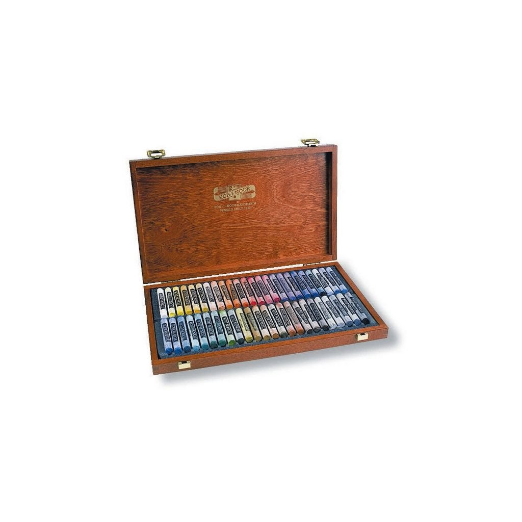 Koh-I-Noor Toison D'Or Artist's Quality Soft Pastel - Set of 48 - Assorted Colour - Wooden Box