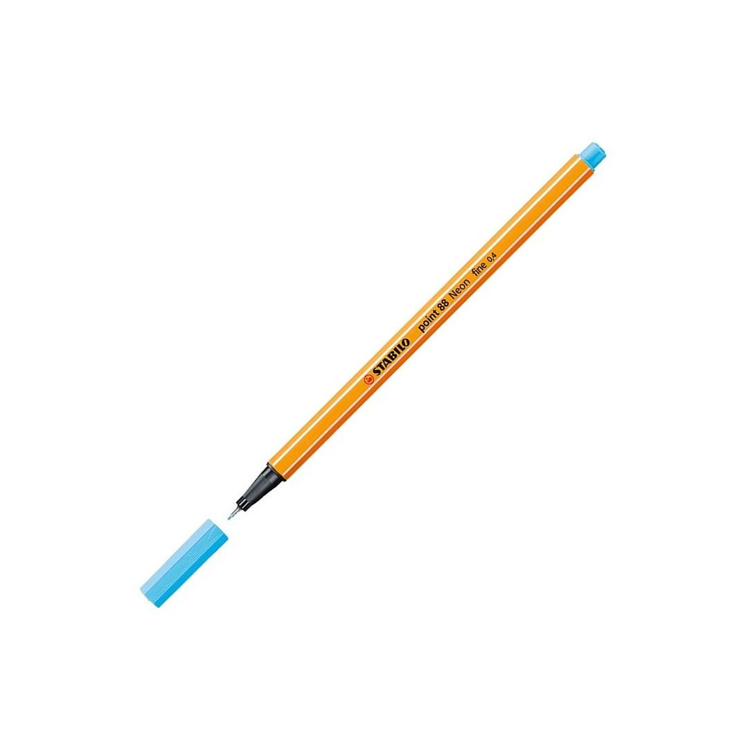 STABILO Point 88 - Fineliner - Metal Enclosed Tip Pen - 0.4 MM - Neon Blue (031)