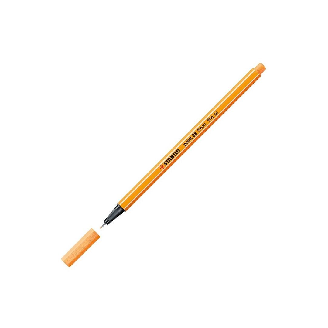 STABILO Point 88 - Fineliner - Metal Enclosed Tip Pen - 0.4 MM - Neon Orange (054)