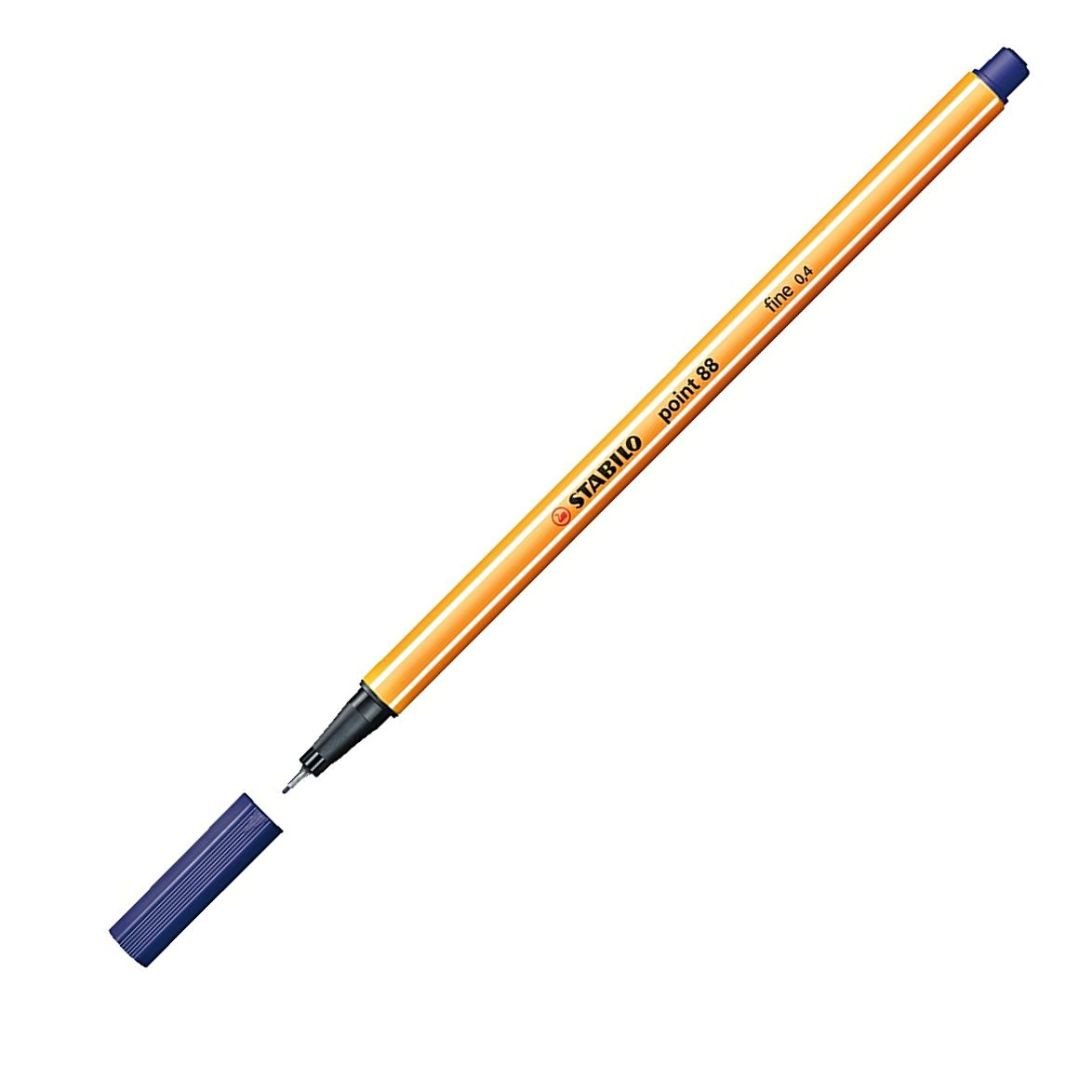 STABILO Point 88 - Fineliner - Metal Enclosed Tip Pen - 0.4 MM - Night Blue (22)