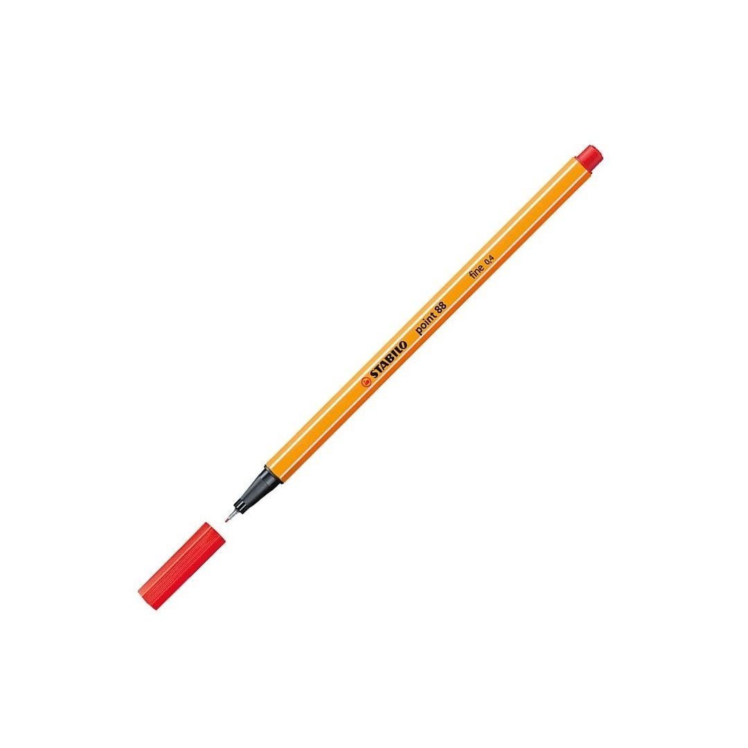 STABILO Point 88 - Fineliner - Metal Enclosed Tip Pen - 0.4 MM - Red (40)