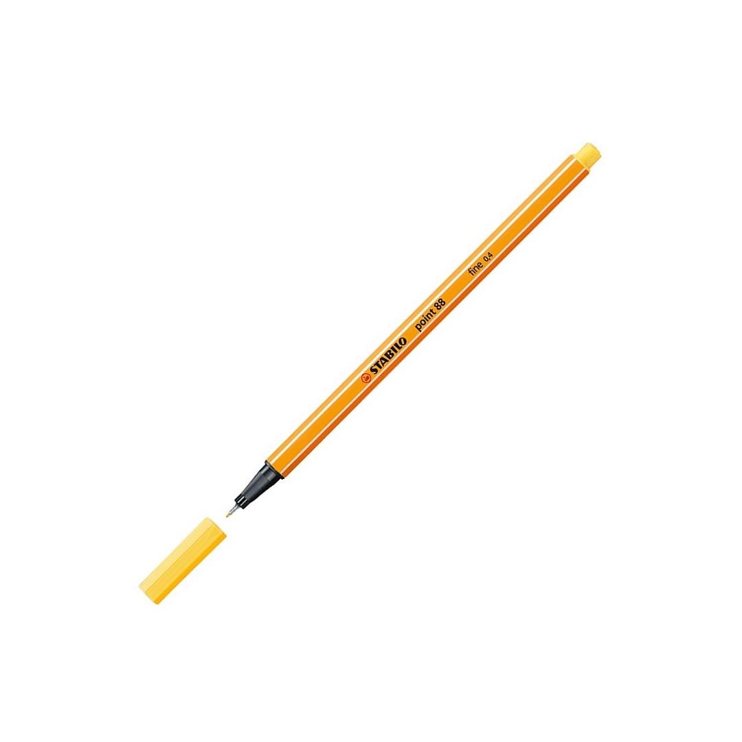 STABILO Point 88 - Fineliner - Metal Enclosed Tip Pen - 0.4 MM - Yellow (44)