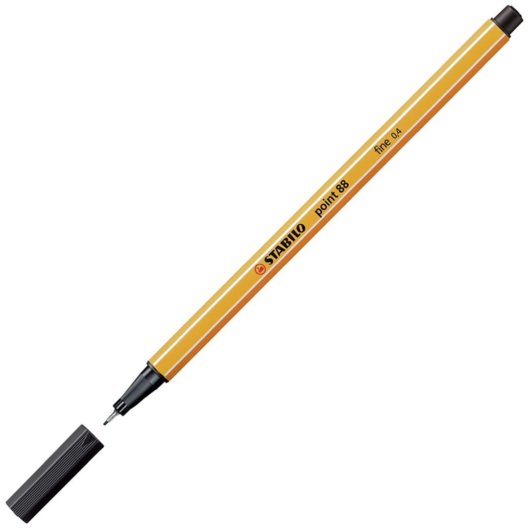 STABILO Point 88 - Fineliner - Metal Enclosed Tip Pen - 0.4 MM - Black (46)