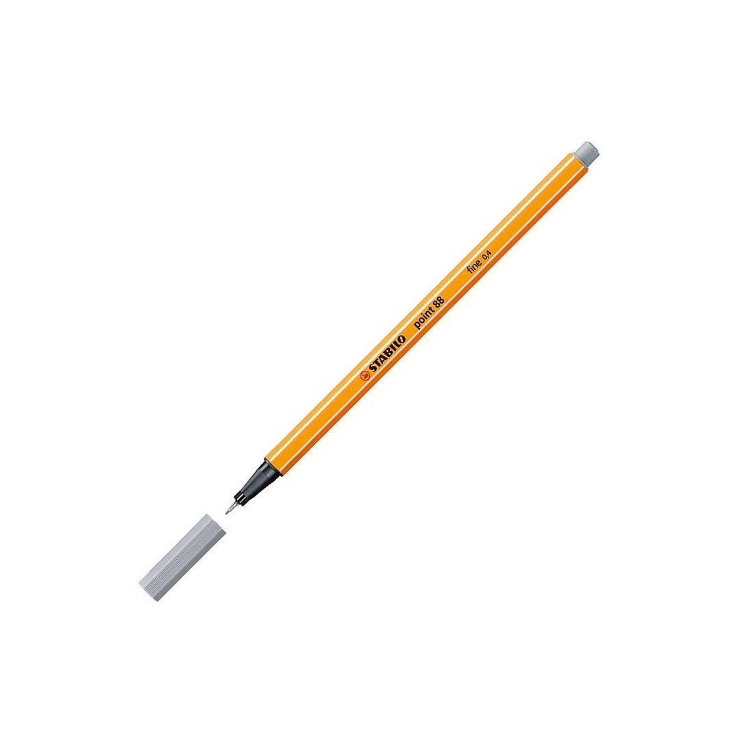 STABILO Point 88 - Fineliner - Metal Enclosed Tip Pen - 0.4 MM - Medium Cold Grey (95)