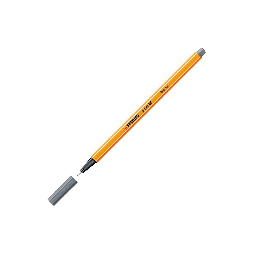 STABILO Point 88 - Fineliner - Metal Enclosed Tip Pen - 0.4 MM - Dark Grey (96)