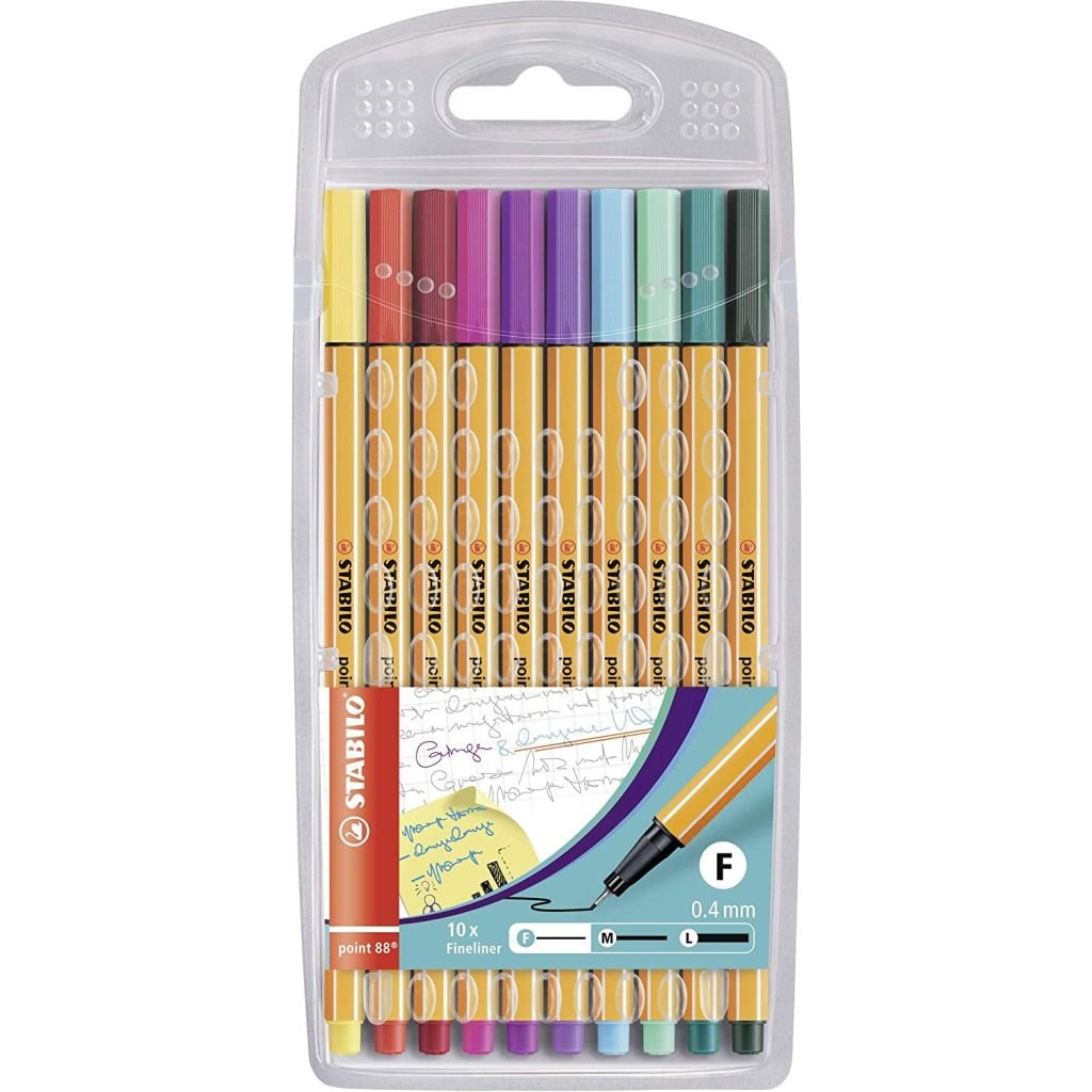 Stabilo Point 88 - Fineliner Pens - Wallet of 10 Assorted Colours - SET 1