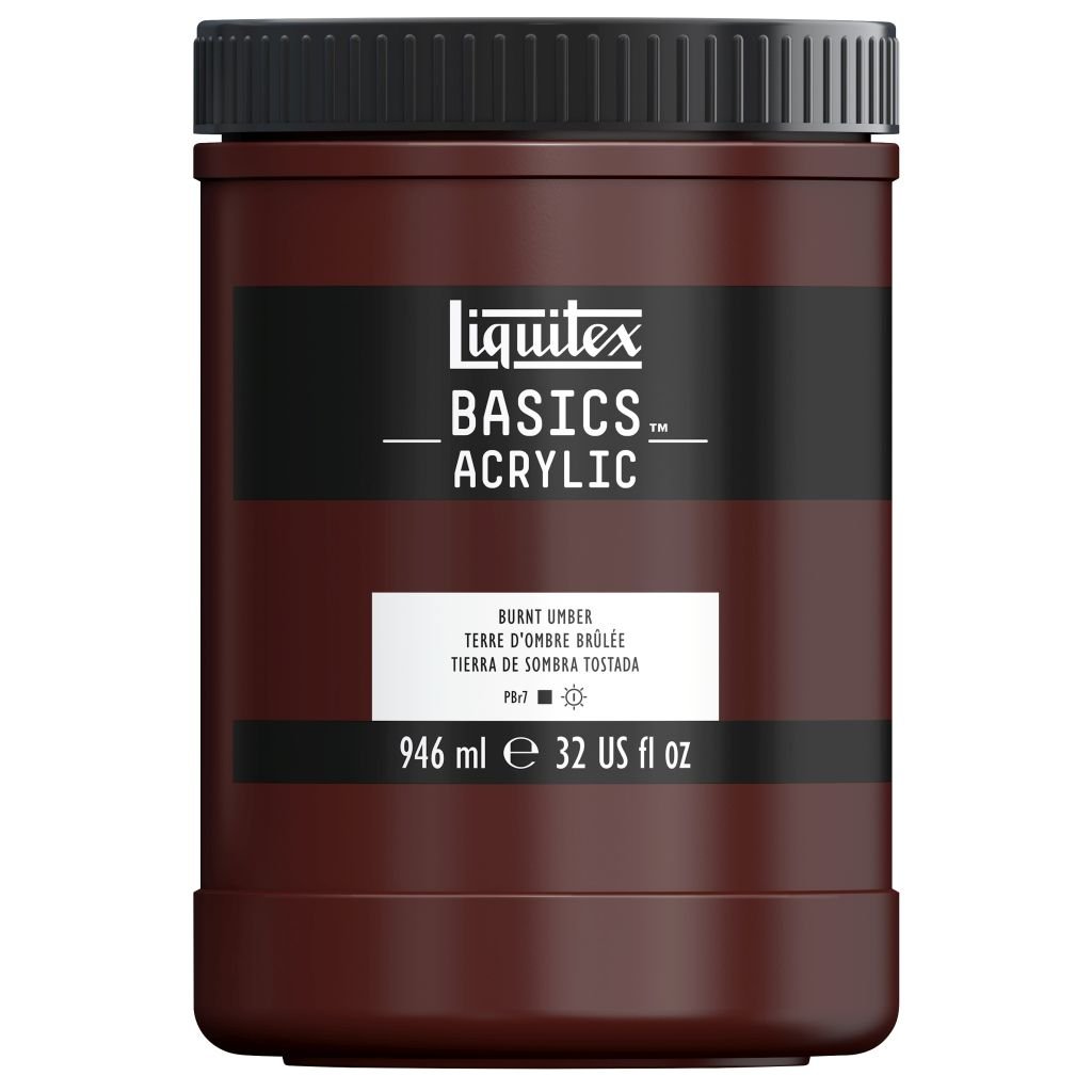 Liquitex Basics Acrylic Colour - Jar of 946 ML - Burnt Umber (128)