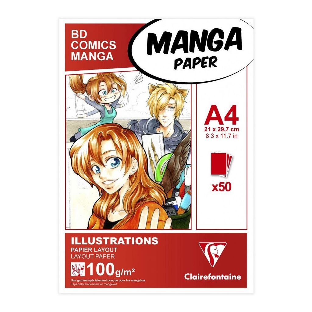 Clairefontaine - Fine Art Manga Illustration - Glued - Layout Paper Pad - A4 (210 mm x 297 mm or 8.3