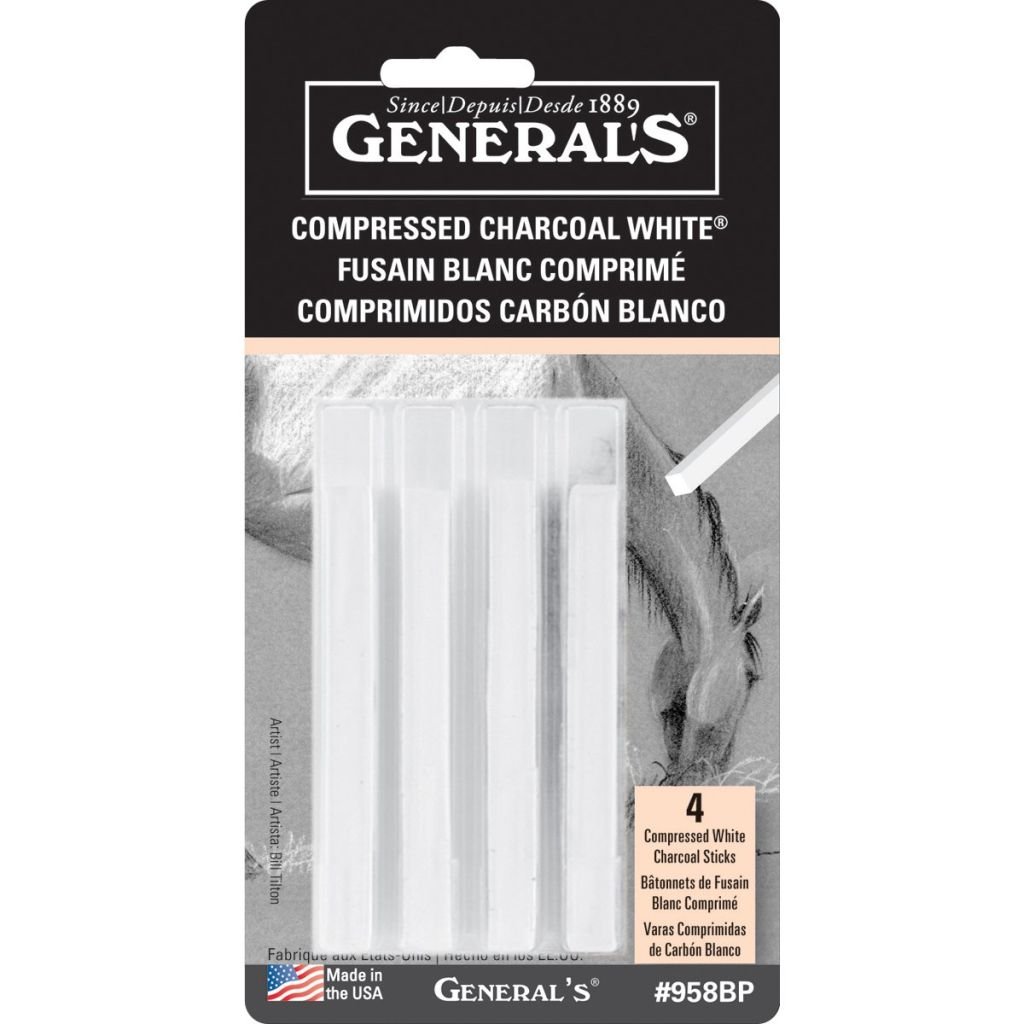 General's Compressed Charcoal Sticks - White - Blistercarded