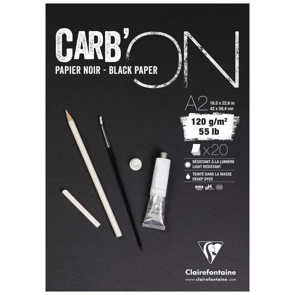 Clairefontaine - Fine Art Carb'ON - Glued - Drawing & Sketching Pad - A2 (420 mm x 594 mm or 16.5