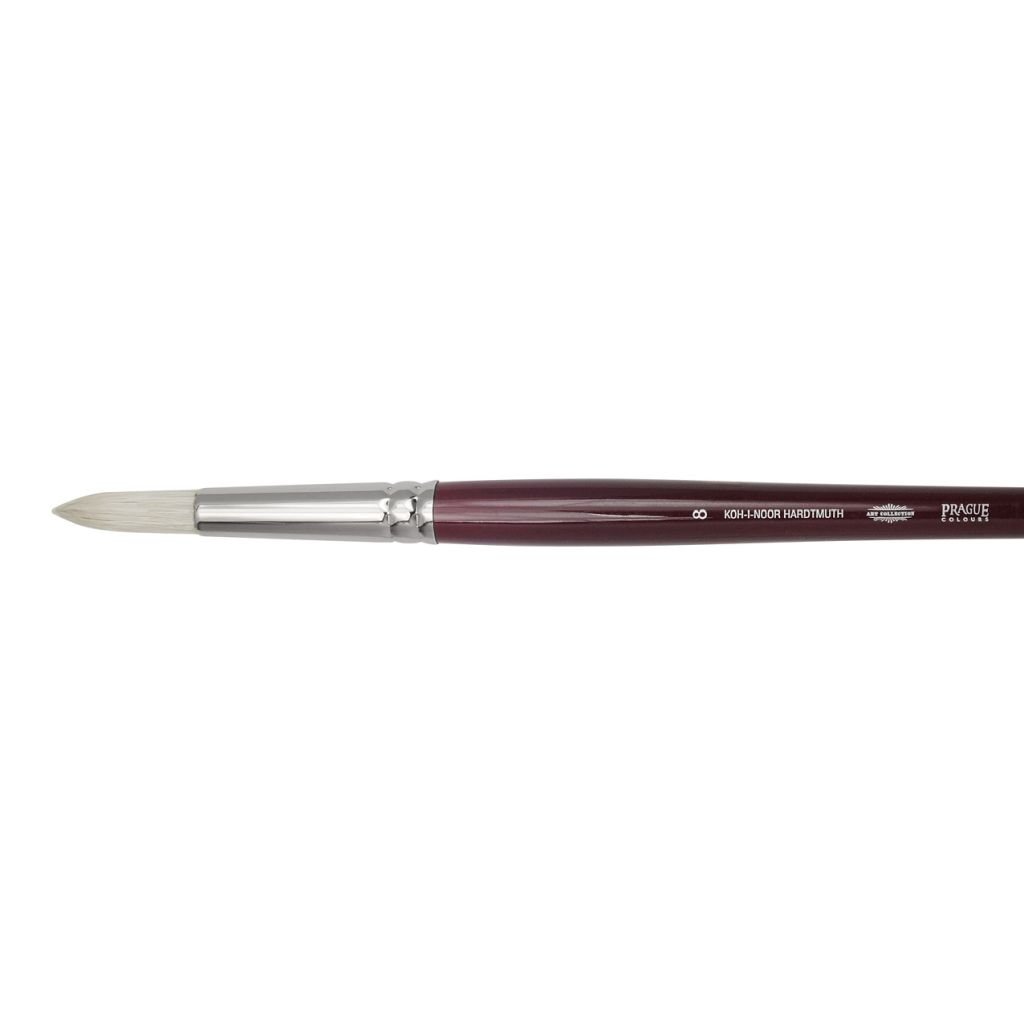 Koh-I-Noor Hardtmuth Chongqing Hog Hair Artists' Brush - Silver Collection - Round - Long Handle - Size : 8