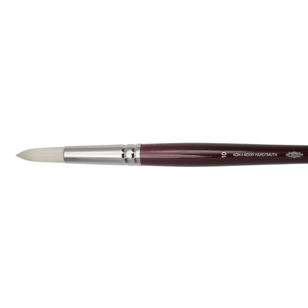 Koh-I-Noor Hardtmuth Chongqing Hog Hair Artists' Brush - Silver Collection - Round - Long Handle - Size : 10