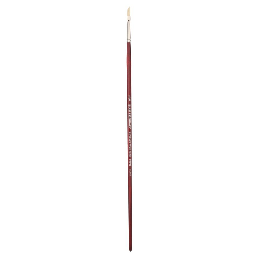 Art Essentials SUPREMO White Hog Bristle Brush - Series 140AN - Angular - Long Handle - Size: 1/8