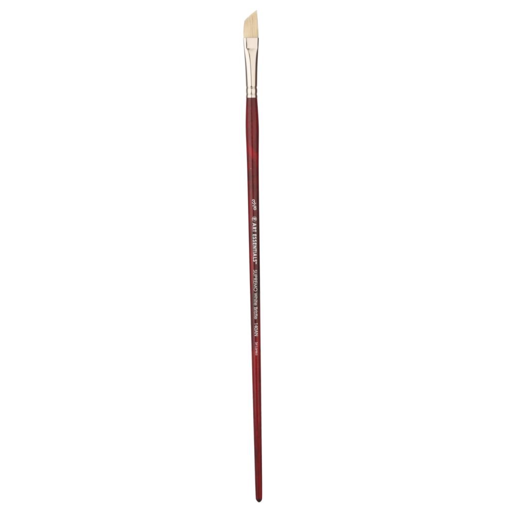 Art Essentials SUPREMO White Hog Bristle Brush - Series 140AN - Angular - Long Handle - Size: 3/8