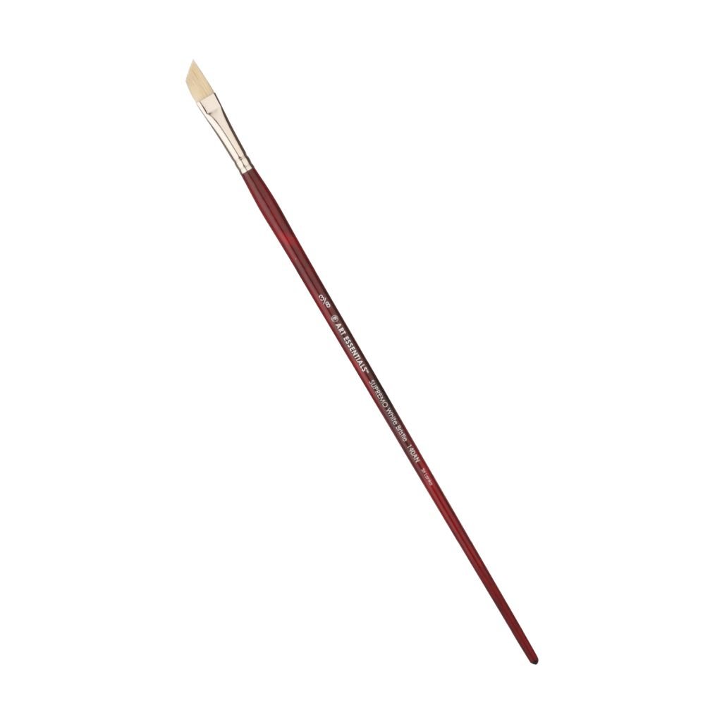 Art Essentials SUPREMO White Hog Bristle Brush - Series 140AN - Angular - Long Handle - Size: 3/8