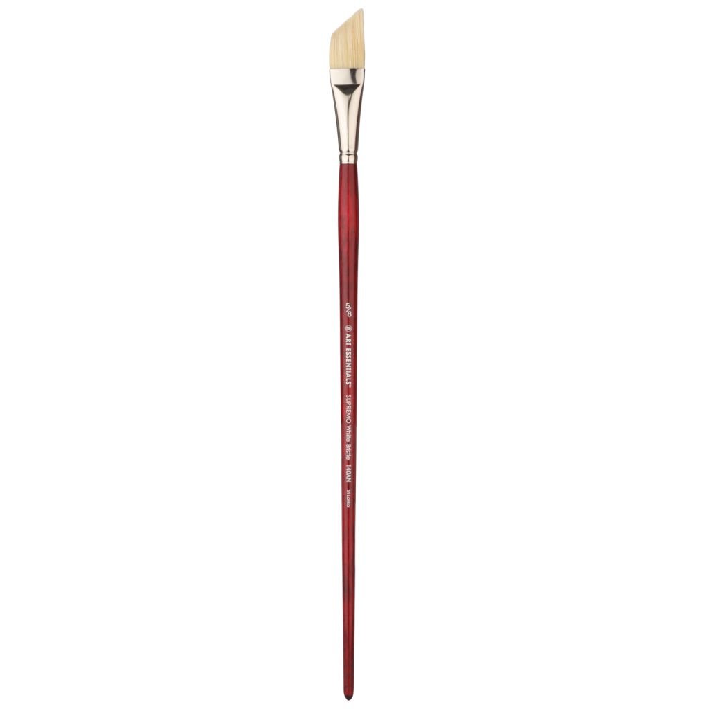 Art Essentials SUPREMO White Hog Bristle Brush - Series 140AN - Angular - Long Handle - Size: 5/8