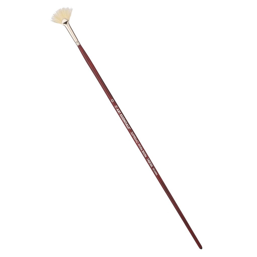 Art Essentials SUPREMO White Hog Bristle Brush - Series 140FAN - Fan - Long Handle - Size: 0
