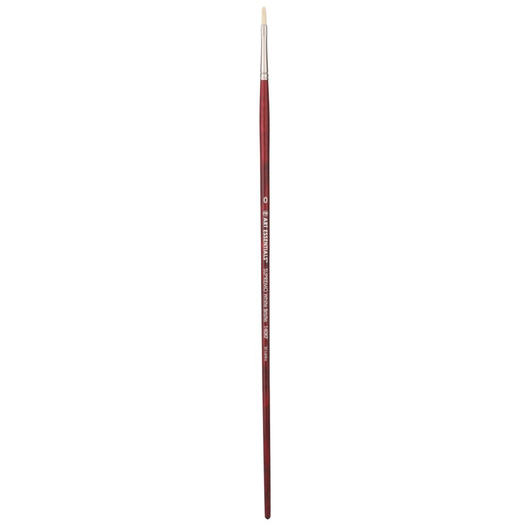 Art Essentials SUPREMO White Hog Bristle Brush - Series 140KF - Filbert - Long Handle - Size: 0