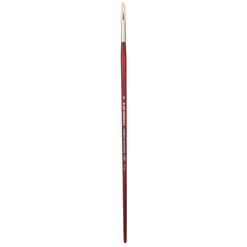 Art Essentials SUPREMO White Hog Bristle Brush - Series 140KF - Filbert - Long Handle - Size: 2