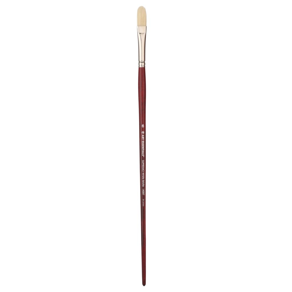 Art Essentials SUPREMO White Hog Bristle Brush - Series 140KF - Filbert - Long Handle - Size: 6