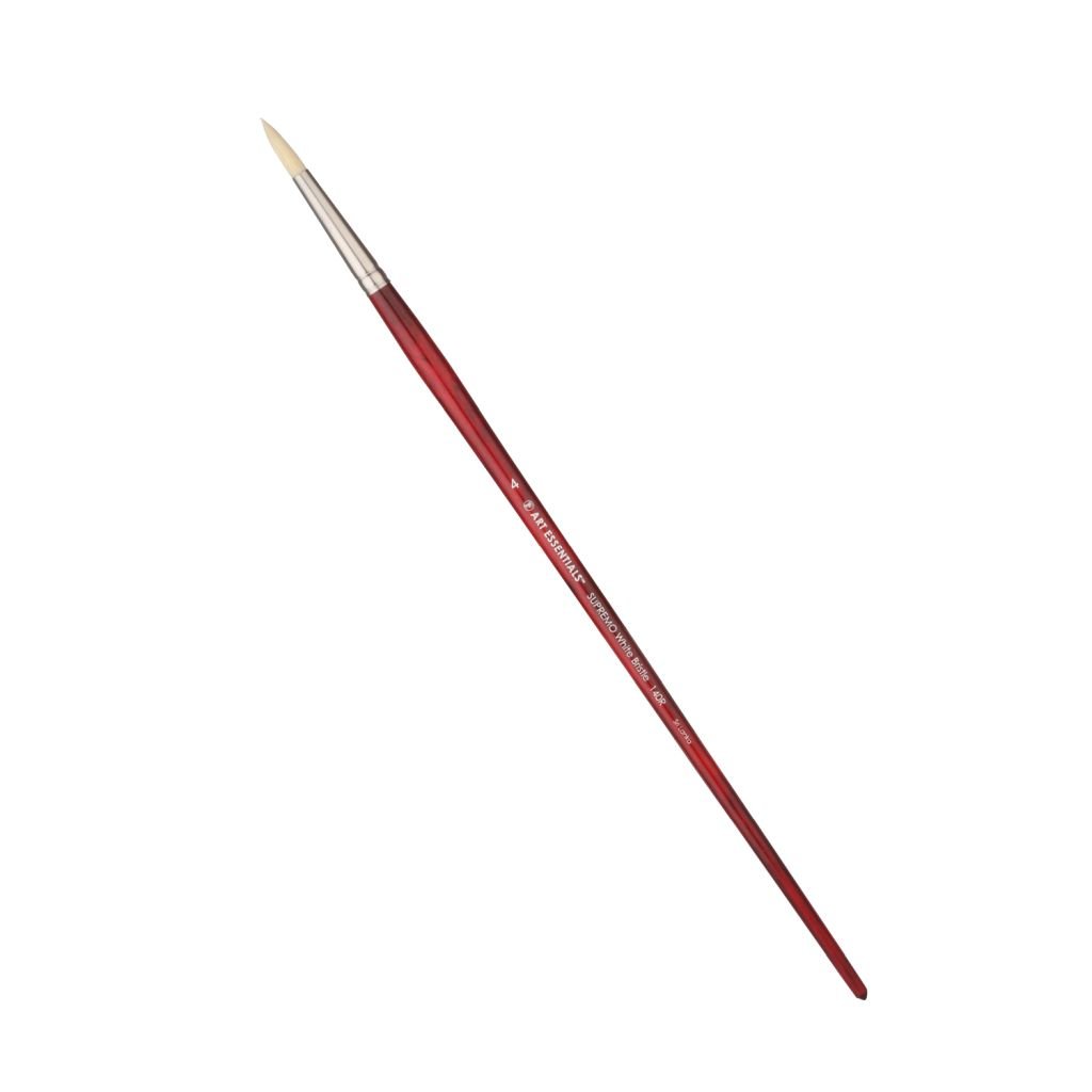 Art Essentials SUPREMO White Hog Bristle Brush - Series 140R - Round - Long Handle - Size: 4