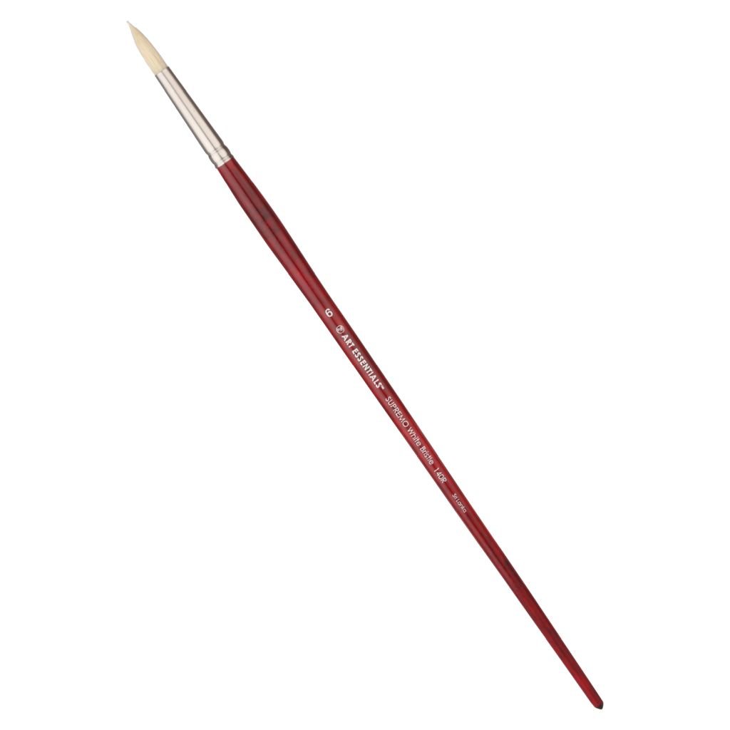 Art Essentials SUPREMO White Hog Bristle Brush - Series 140R - Round - Long Handle - Size: 6
