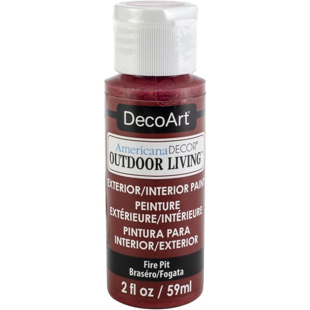 DecoArt Americana Decor - Durable Exterior Paint - Outdoor Living - 59 ML (2 Oz) Bottle - Fire Pit (05)
