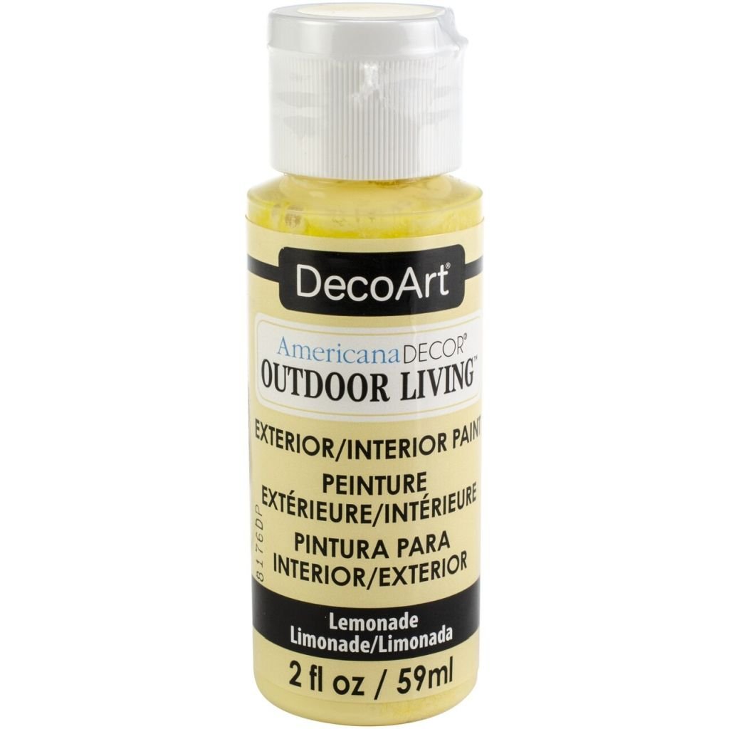 DecoArt Americana Decor - Durable Exterior Paint - Outdoor Living - 59 ML (2 Oz) Bottle - Lemonade (10)
