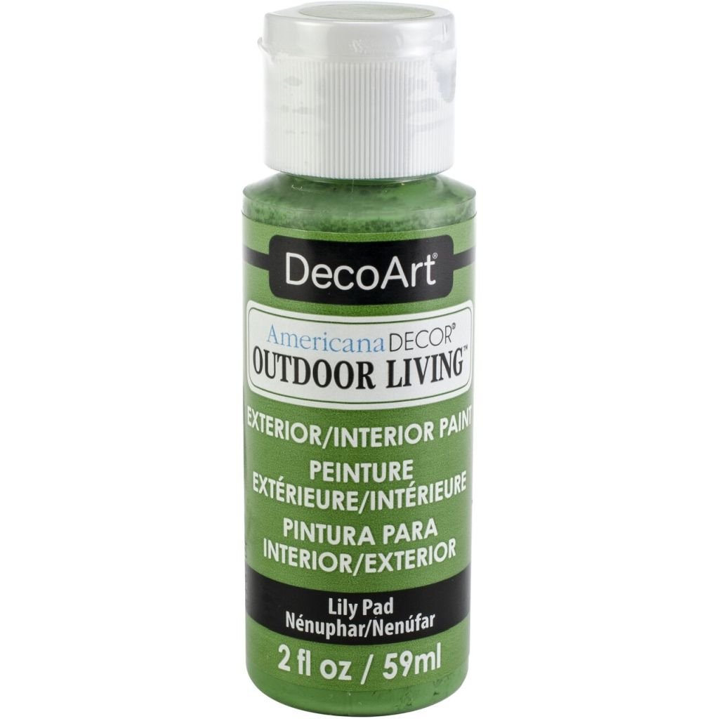 DecoArt Americana Decor - Durable Exterior Paint - Outdoor Living - 59 ML (2 Oz) Bottle - Lily Pad (12)