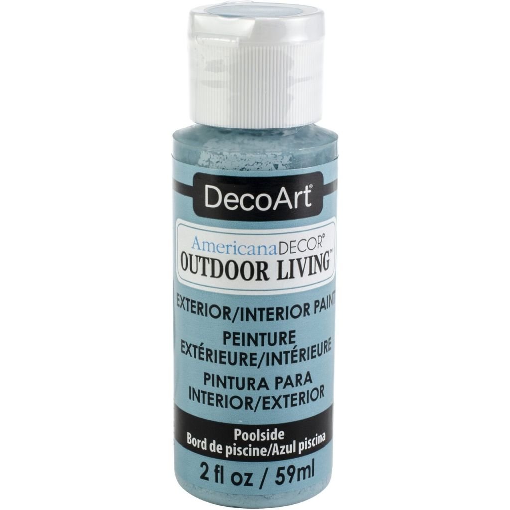 DecoArt Americana Decor - Durable Exterior Paint - Outdoor Living - 59 ML (2 Oz) Bottle - Poolside (14)