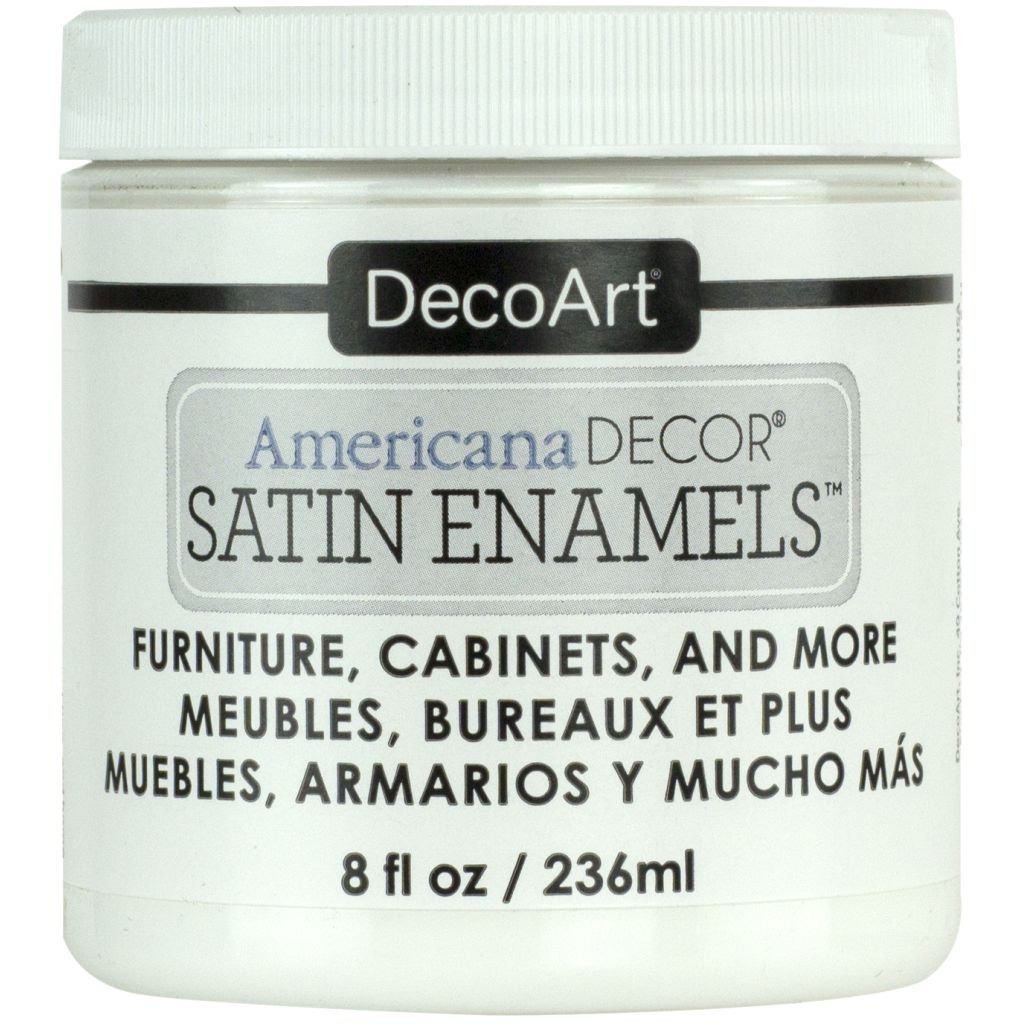 DecoArt Americana Décor Satin Enamels - 236 ML (8 Oz) Jar - Pure White (02)