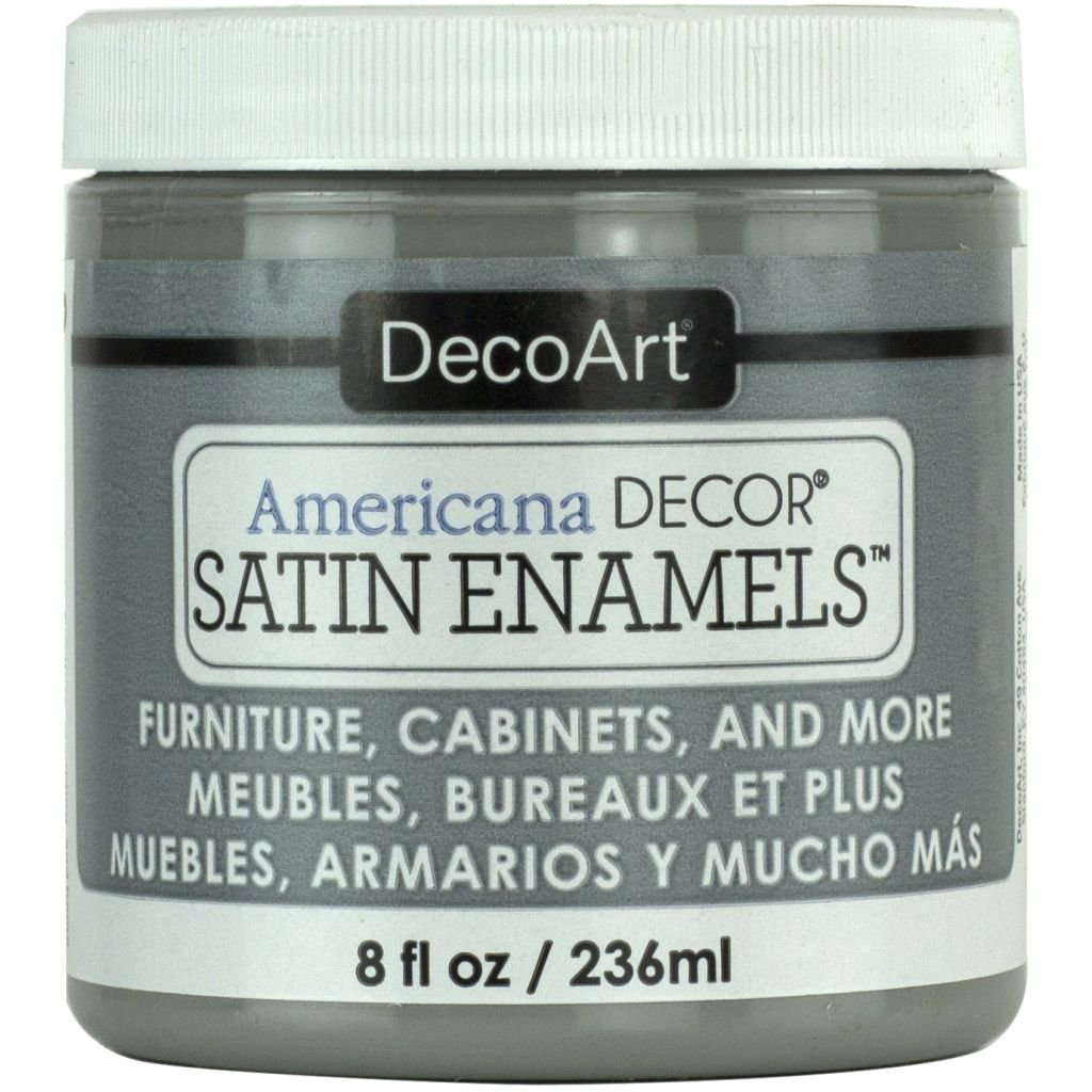 DecoArt Americana Décor Satin Enamels - 236 ML (8 Oz) Jar - Smoke Grey (20)