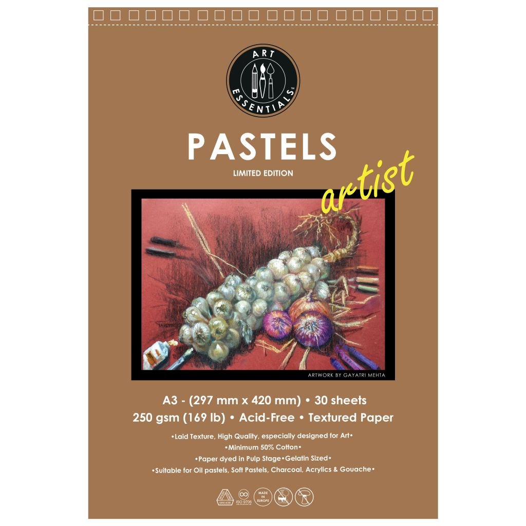 Art Essentials Jazz Red Artist Pastel Paper - 250 GSM Laid Texture - A3 - Pad of 20 Sheets