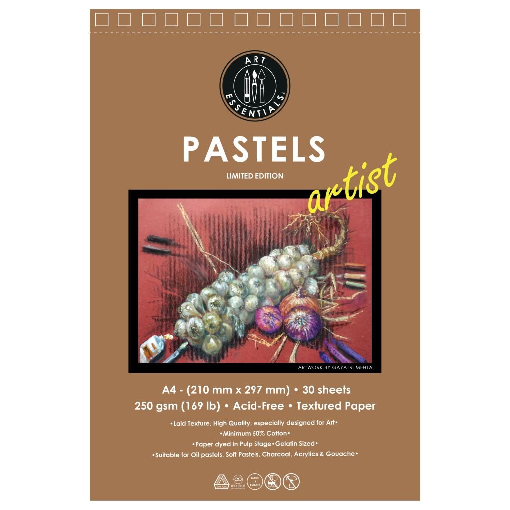 Art Essentials Jazz Red Artist Pastel Paper - 250 GSM Laid Texture - A4 - Pad of 20 Sheets