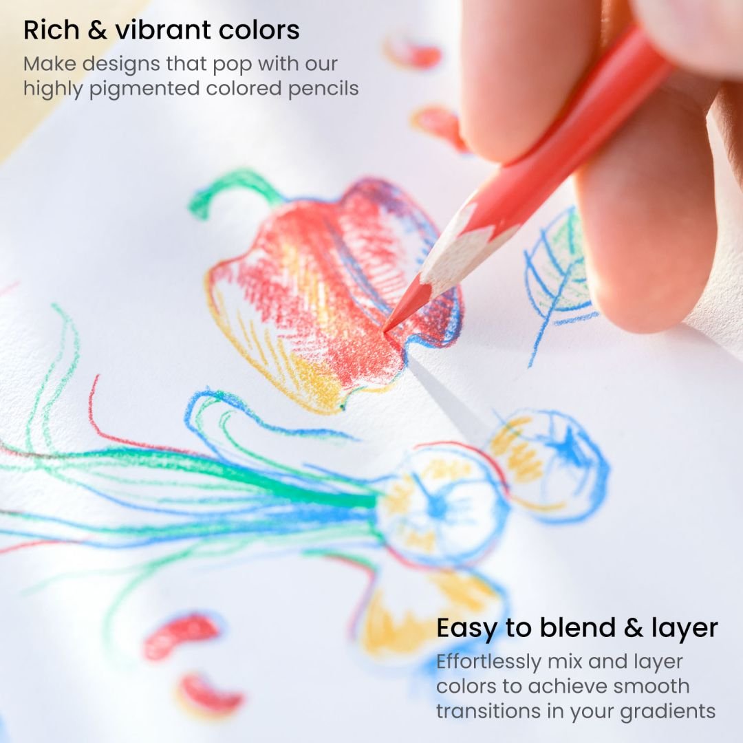 Arteza Classic Coloured Pencils - Triangular Shape - Rich & Vibrant - Bright Colour Set of 72