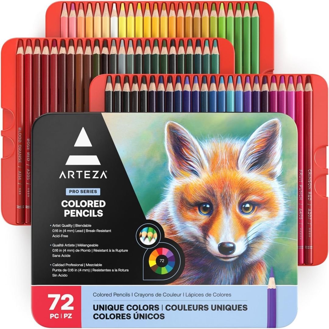 Arteza Pro-Series Coloured Pencils - Blendable / Break Resistant - Set of 72
