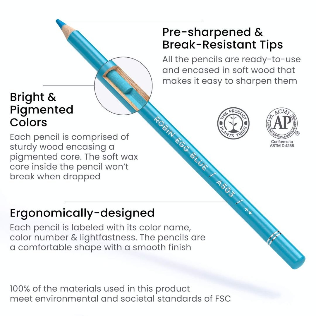 Arteza Pro-Series Coloured Pencils - Blendable / Break Resistant - Set of 72