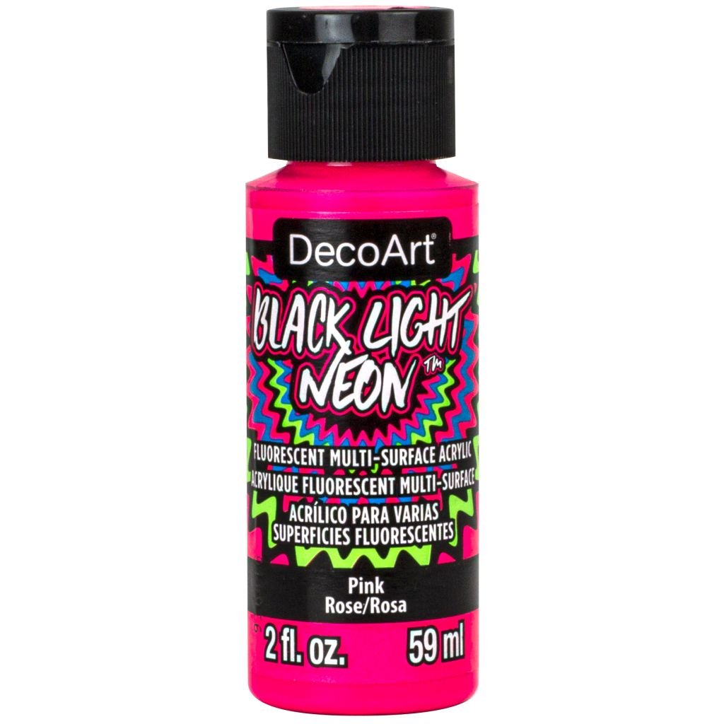 DecoArt Black Light Neons - Multi Surface Acrylic Paint - 59 ML (2 Oz) Bottle - Pink (01)