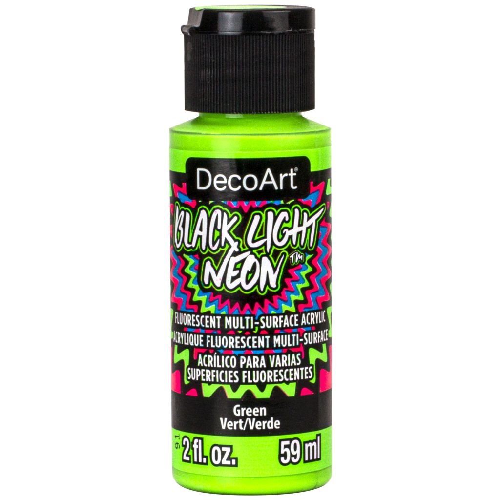 DecoArt Black Light Neons - Multi Surface Acrylic Paint - 59 ML (2 Oz) Bottle - Green (04)