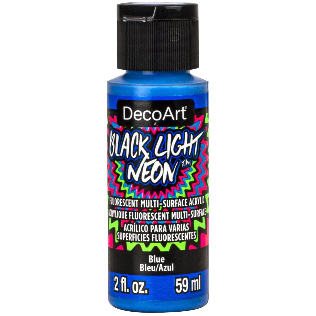 DecoArt Black Light Neons - Multi Surface Acrylic Paint - 59 ML (2 Oz) Bottle - Blue (05)
