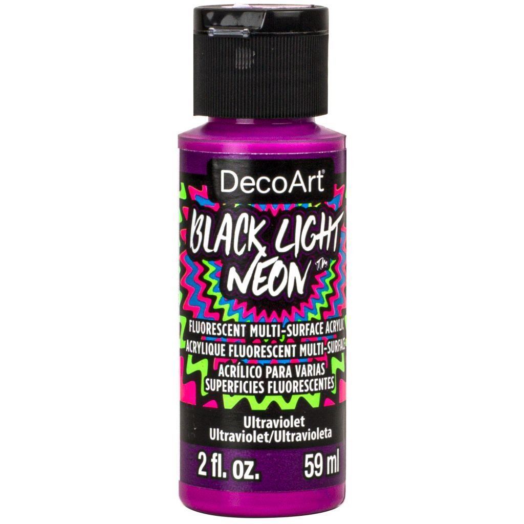DecoArt Black Light Neons - Multi Surface Acrylic Paint - 59 ML (2 Oz) Bottle - Ultraviolet (06)