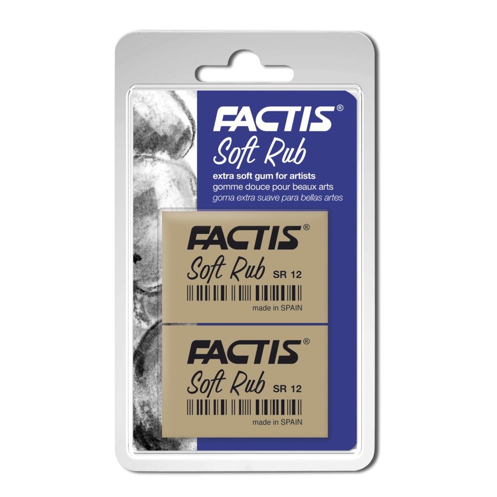 Factis Soft Rub Extra-Soft Gum Eraser for Artist - SR 12 - Blister Pack of 2