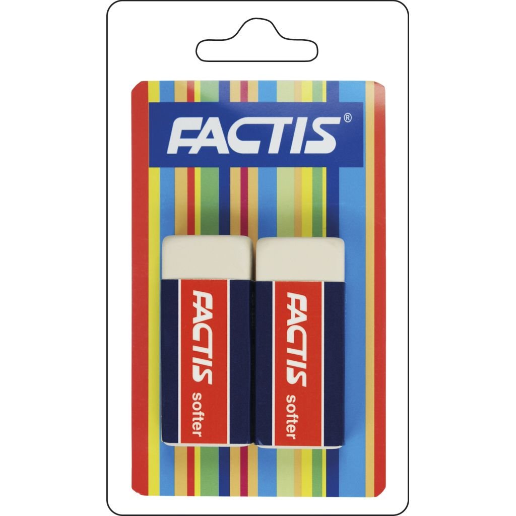 Factis Soft White Synthetic Rubber Eraser - S20 - Blister Pack of 2