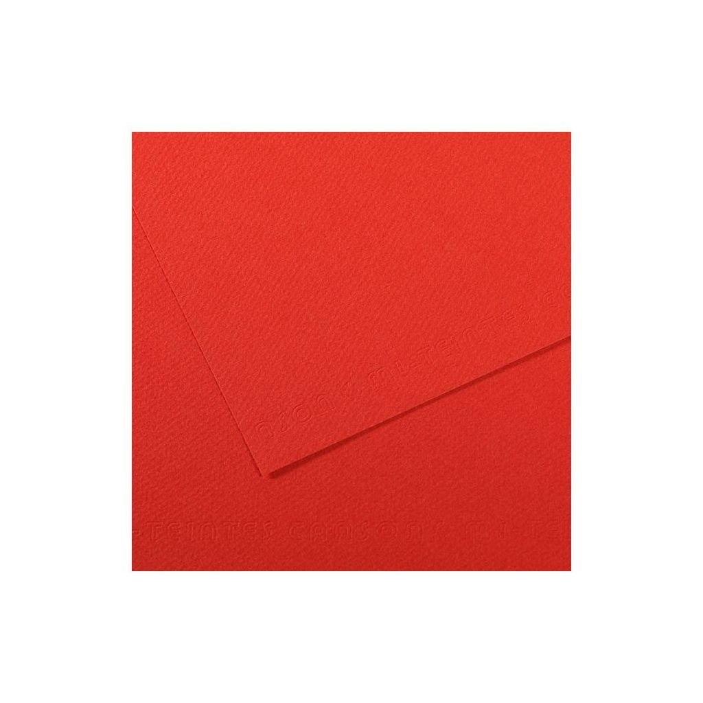 Canson Mi-Teintes Pastel Paper - 50 cm x 65 cm or 19.68'' x 25.59'' - Poppy Red (506) - Honeycomb + Fine Grain 160 GSM - Pack of 25 Sheets