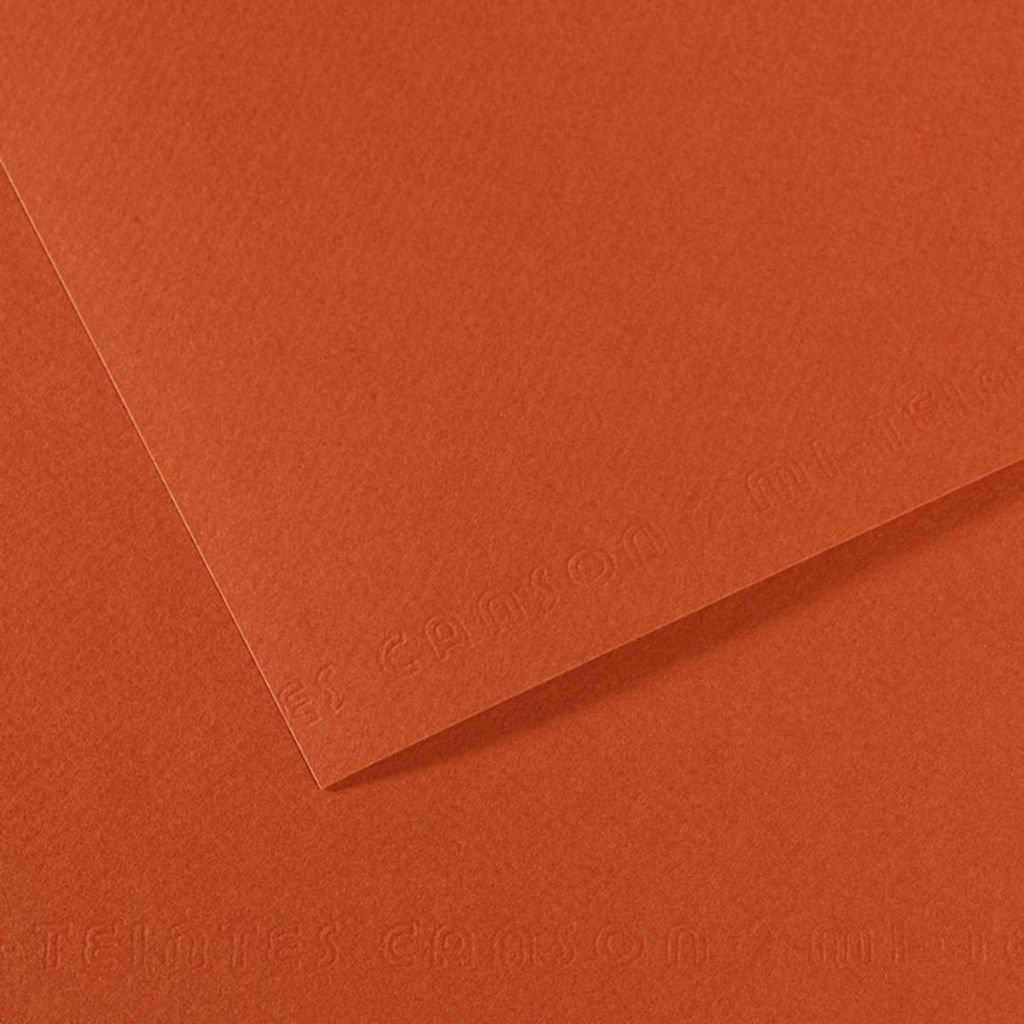 Canson Mi-Teintes Pastel Paper - 50 cm x 65 cm or 19.68'' x 25.59'' - Red Earth (130) - Honeycomb + Fine Grain 160 GSM - Pack of 25 Sheets