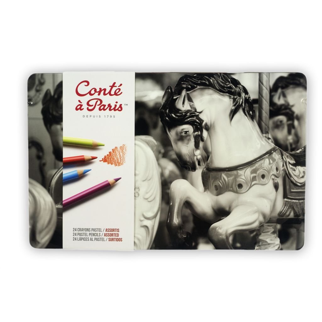 Conte a' Paris Pastel Pencil - Set of 24 - Metal Box - Assorted