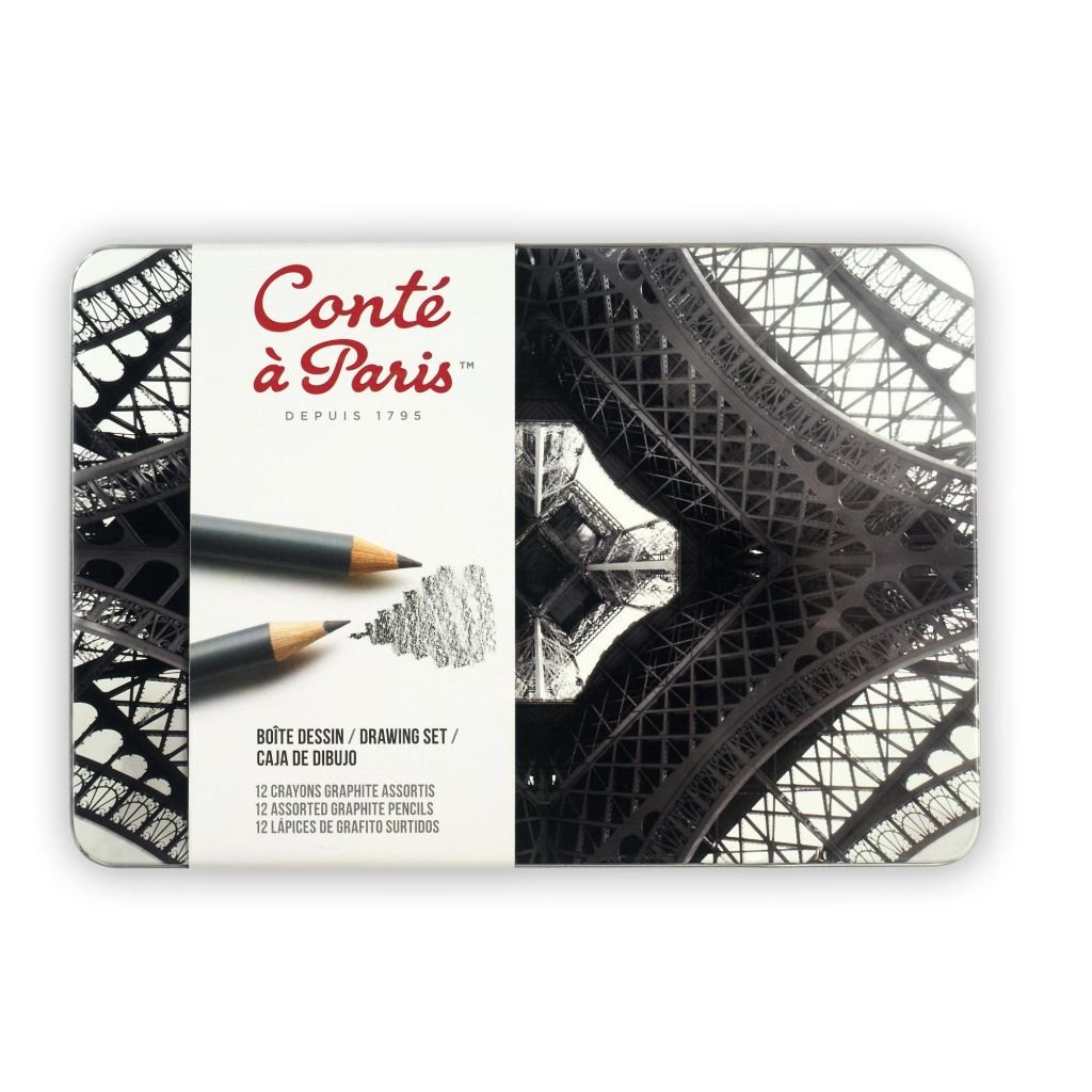 Conte a' Paris 12 Assorted Graphite Pencils - Metal Box