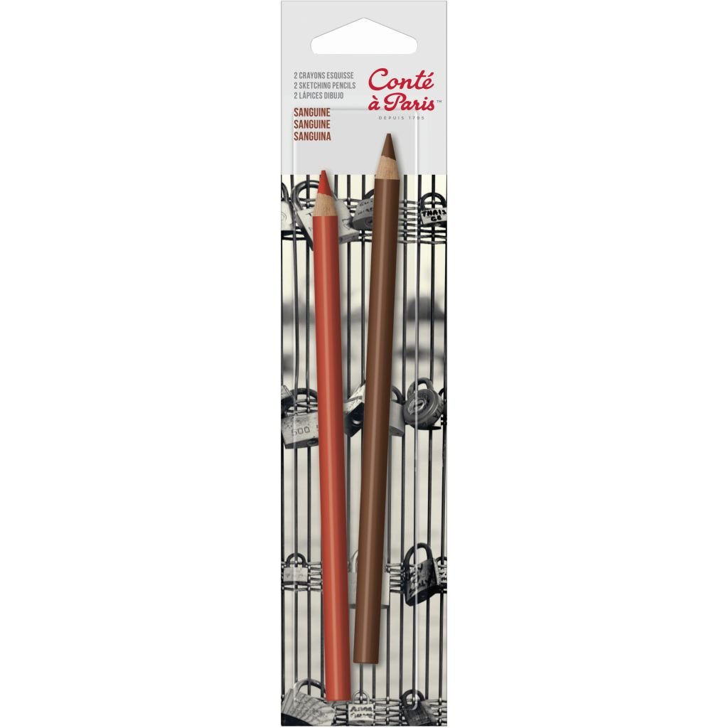Conte a' Paris Sketching Pencils - Blister Pack of 2 - Sanguine + Sepia