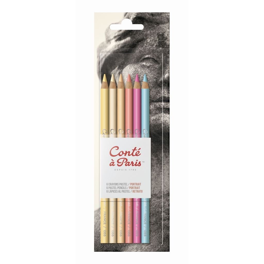 Conte a' Paris Pastel Pencil - Set of 6 - Portrait Colours - Blister Pack