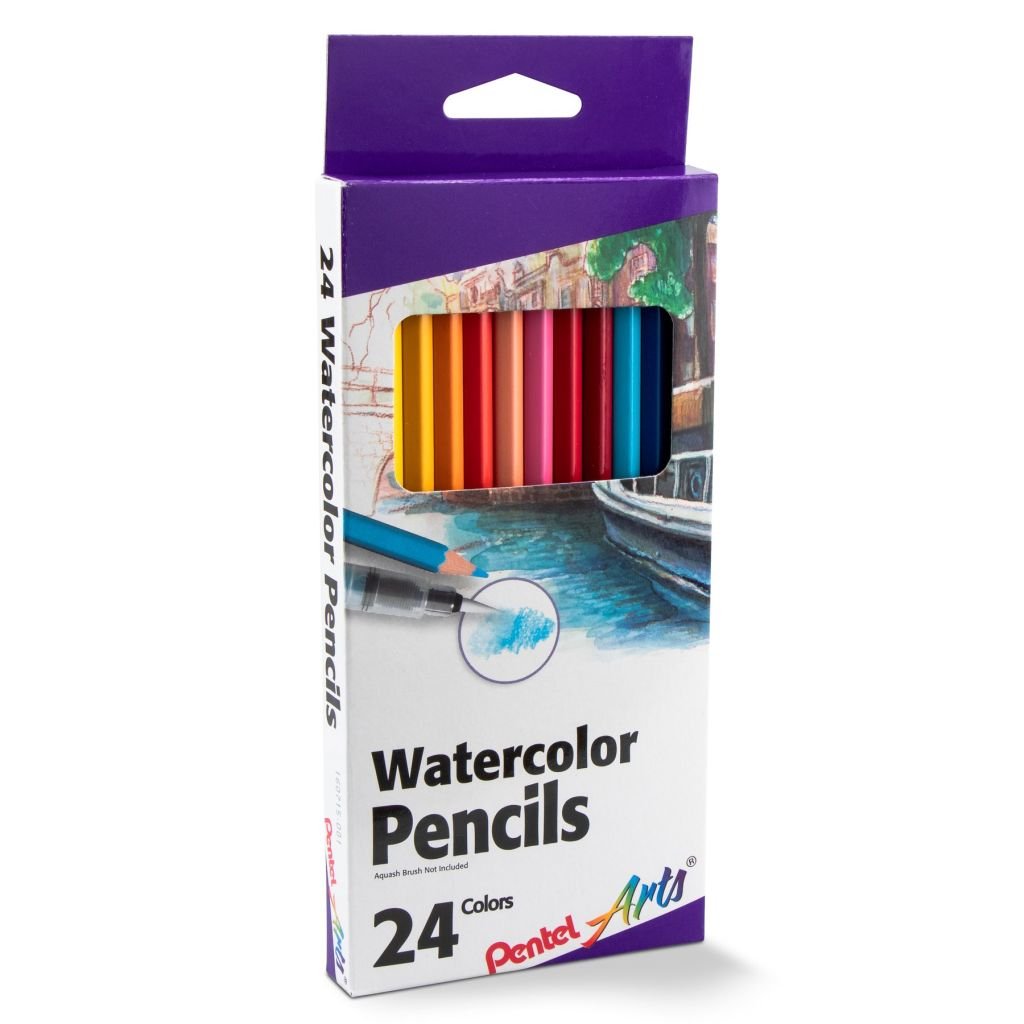 Pentel Arts Watercolour Pencil Set - 24 Assorted Colours